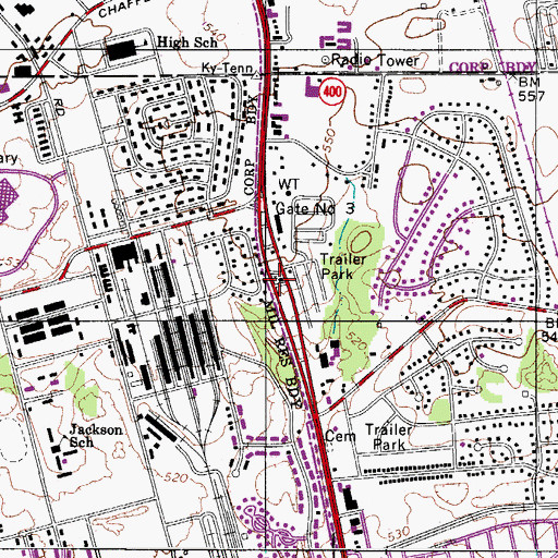 Topographic Map of Bethel United Methodist Church, TN