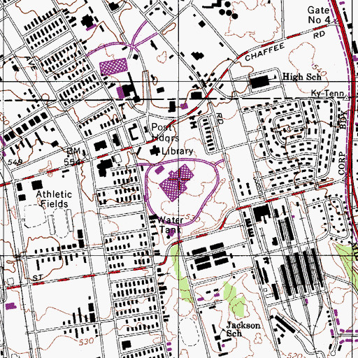 Topographic Map of Colonel Florence A Blanchfield Army Community Hospital, TN