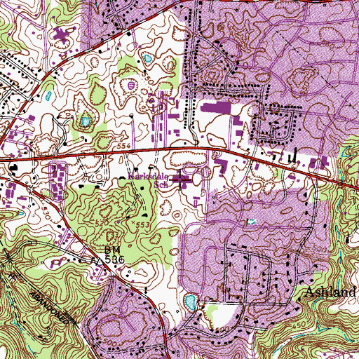 Topographic Map of Harksdale School, TN