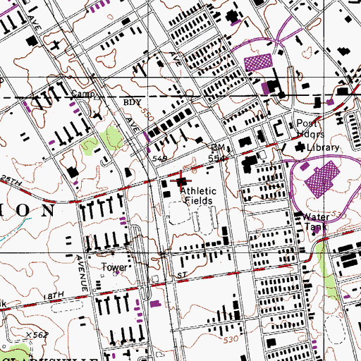 Topographic Map of Lee Recreation Center, TN