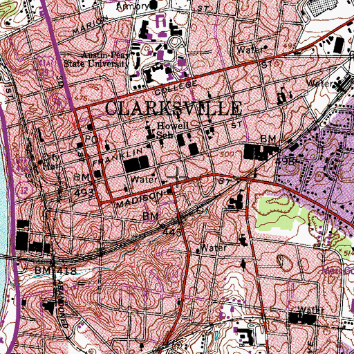 Topographic Map of Madison Street Church of Christ, TN