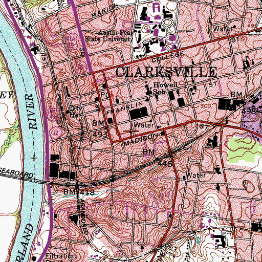 Topographic Map of Madison Street United Methodist Church, TN