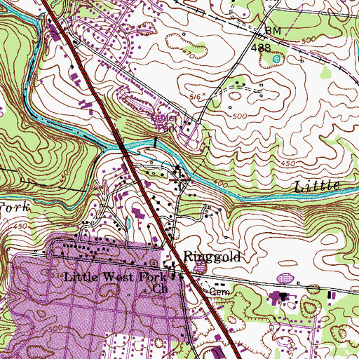 Topographic Map of White Hall, TN