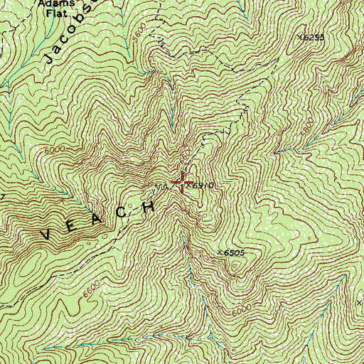 Topographic Map of Veach Ridge, AZ