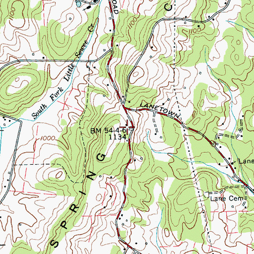 Topographic Map of Pond Hill School (historical), TN