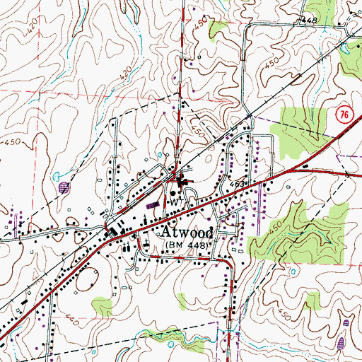 Topographic Map of Atwood Junior High School, TN