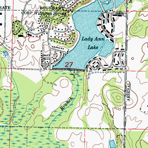 Topographic Map of Mary Ann Drake Dam, AL