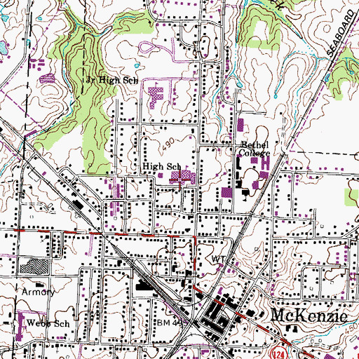 Topographic Map of McKenzie High School, TN