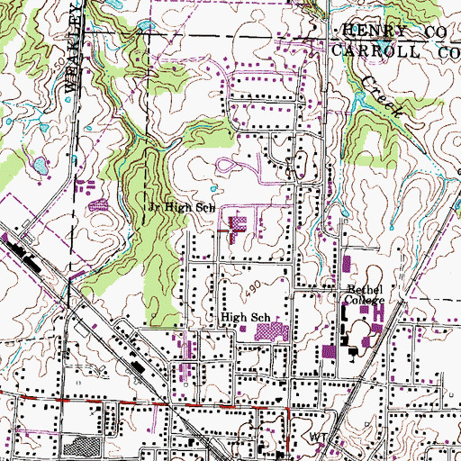 Topographic Map of McKenzie Junior High School, TN