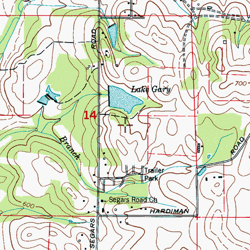 Topographic Map of Lake Gary Dam, AL