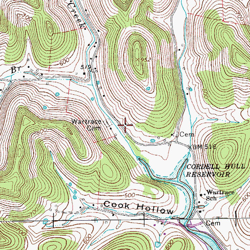 Topographic Map of Camp Ground Church (historical), TN