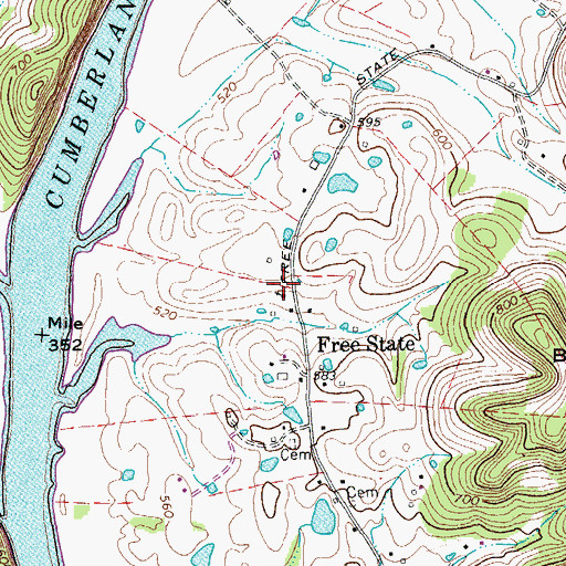 Topographic Map of Free State School (historical), TN