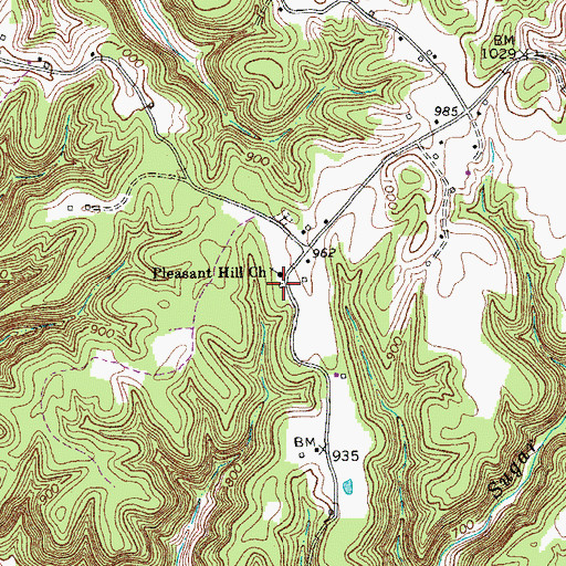 Topographic Map of Pleasant Hill School (historical), TN
