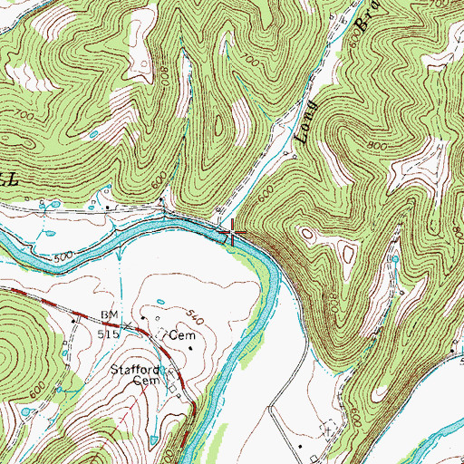 Topographic Map of Roaring River Mill (historical), TN