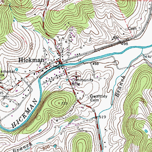 Topographic Map of Hickman School (historical), TN