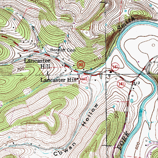 Topographic Map of Lancaster Hill Church, TN