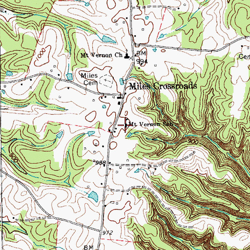 Topographic Map of Milestown Church of Christ, TN