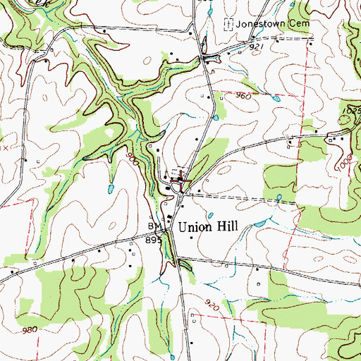 Topographic Map of Union Hill Community Center, TN