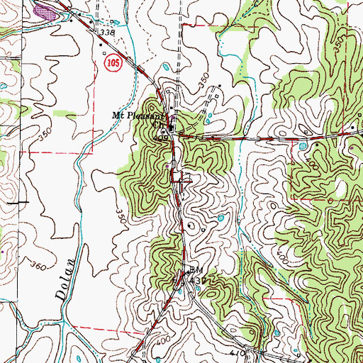 Topographic Map of Mount Pleasant Cemetery, TN