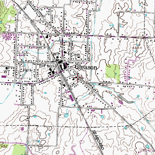 Topographic Map of Gleason First Baptist Church, TN