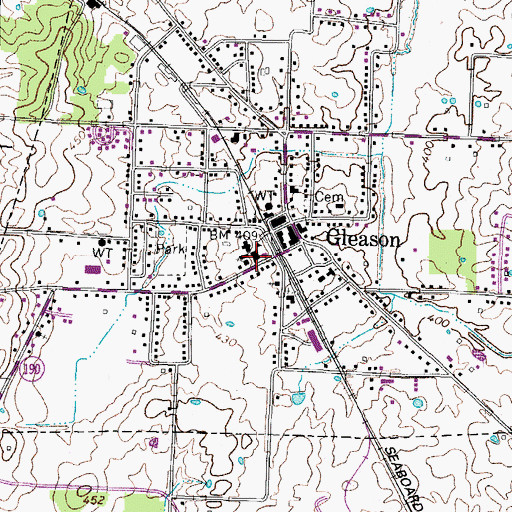 Topographic Map of Gleason School, TN