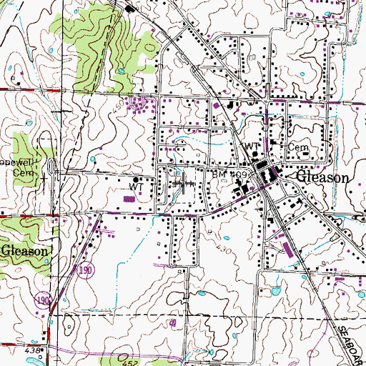 Topographic Map of Huggins Park, TN