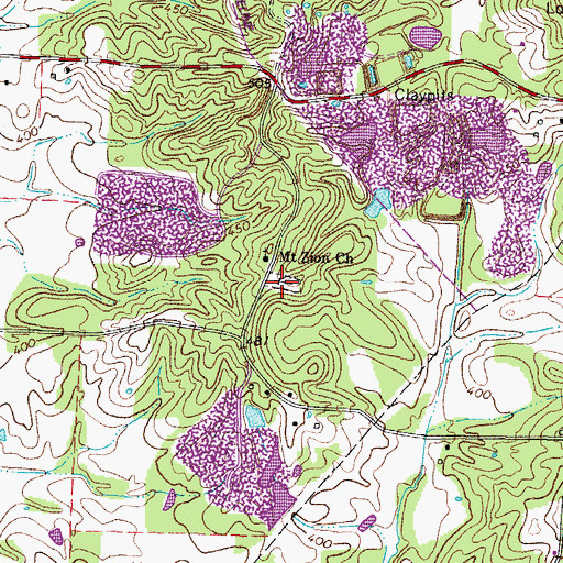 Topographic Map of Mount Zion Cemetery, TN