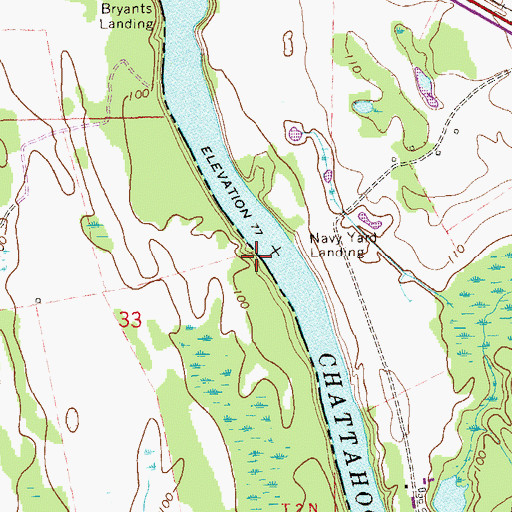 Topographic Map of Chandlers Ferry (historical), AL