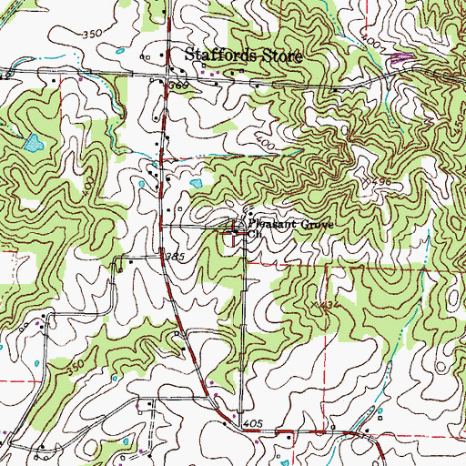 Topographic Map of Pleasant Grove Cemetery, TN