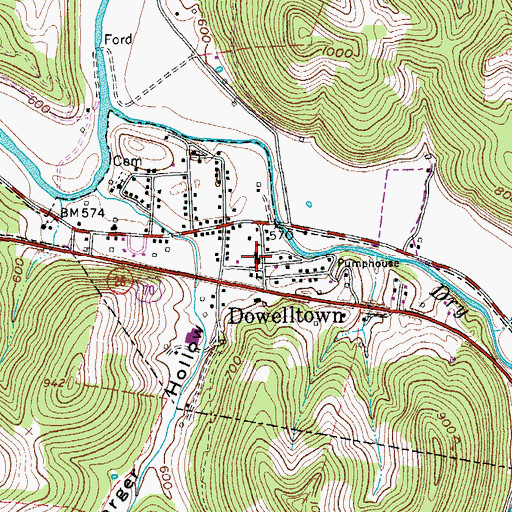 Topographic Map of Dowelltown School (historical), TN