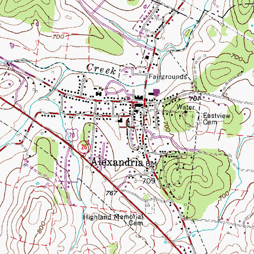 Topographic Map of Walkers Chapel Primitive Baptist Church, TN
