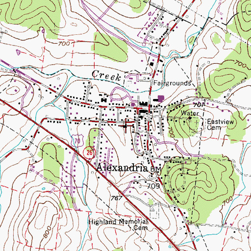 Topographic Map of West Main Baptist Church, TN