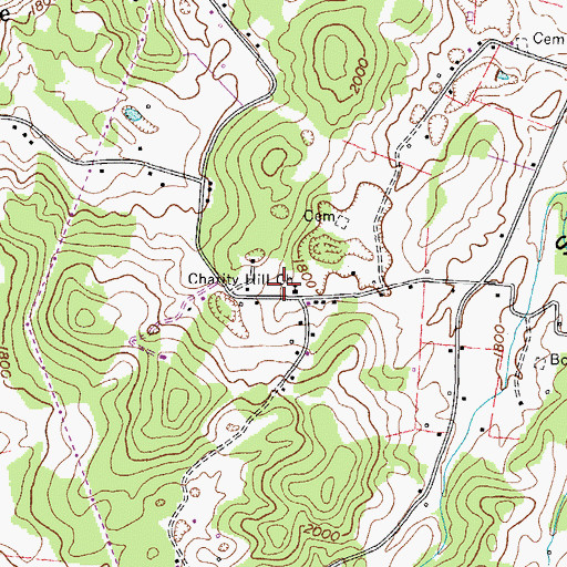 Topographic Map of Charity Hill School (historical), TN