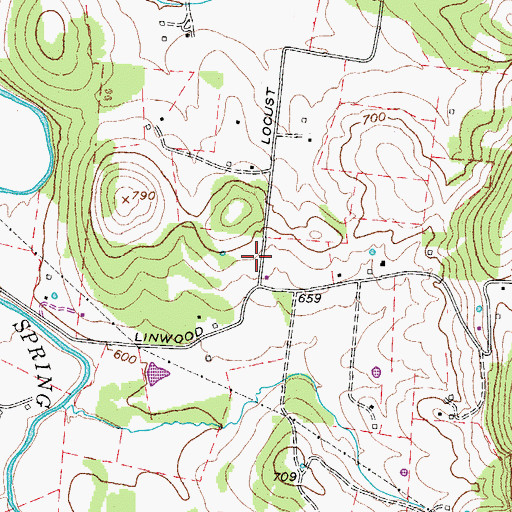 Topographic Map of Locust Grove School (historical), TN