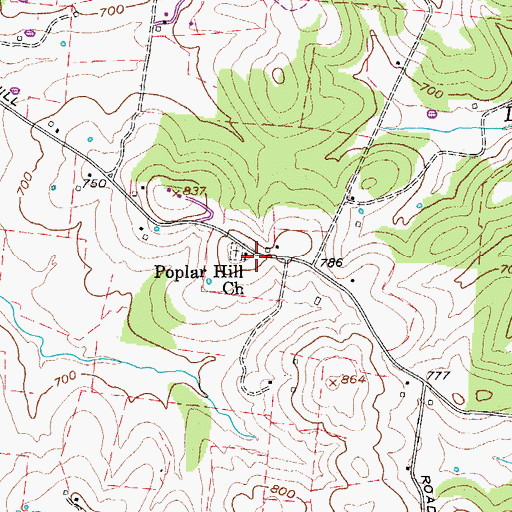 Topographic Map of Poplar Hill School (historical), TN