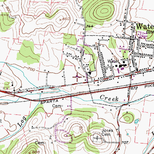 Topographic Map of Watertown Junior High School, TN