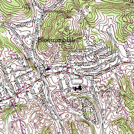Topographic Map of Bloomingdale Baptist Church, TN