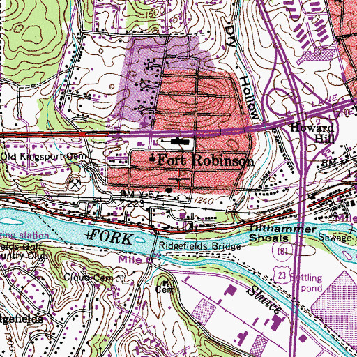 Topographic Map of Fort Robinson Baptist Church, TN