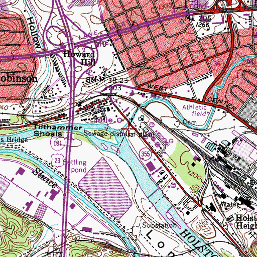 Topographic Map of Kings Mill (historical), TN