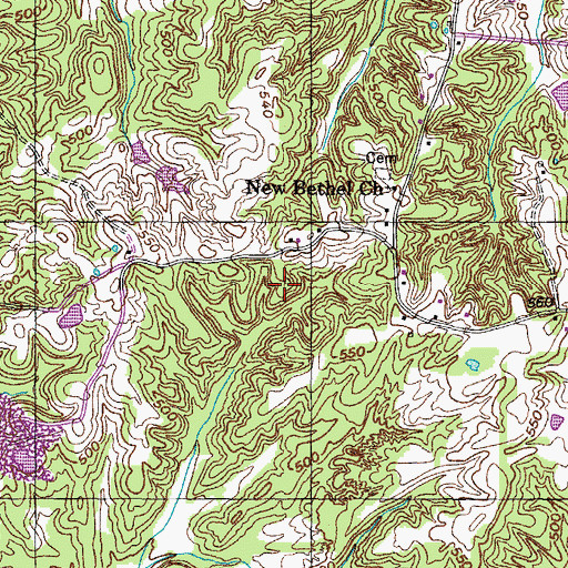 Topographic Map of Bird-Miller Cemetery, TN