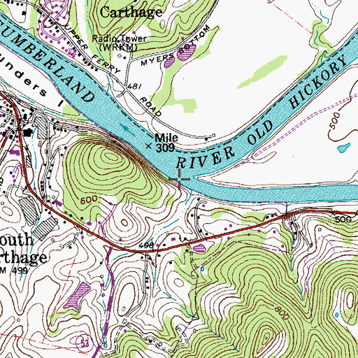Topographic Map of Caney Fork, TN