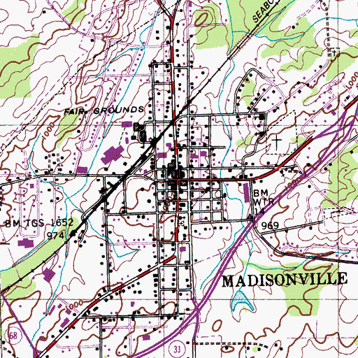Topographic Map of Madisonville, TN