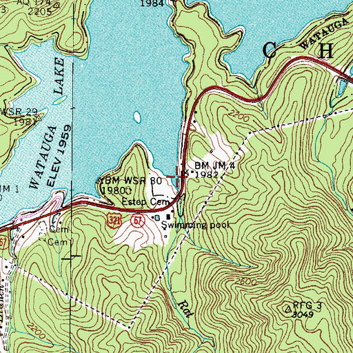 Topographic Map of Rat Branch Boating Site, TN