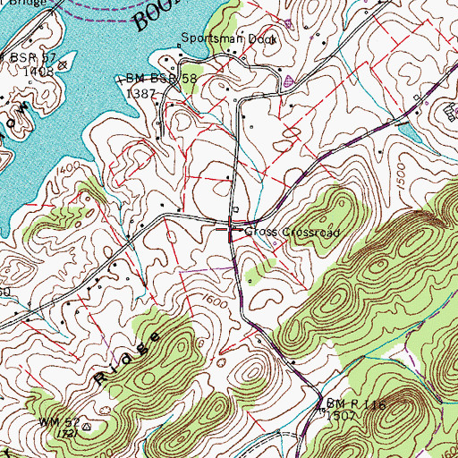 Topographic Map of Gross, TN