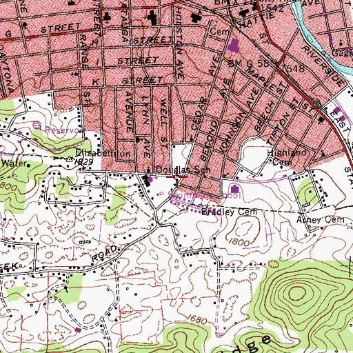 Topographic Map of Browns Chapel Methodist Church, TN