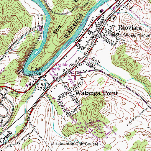 Topographic Map of Watauga Point United Methodist Church, TN