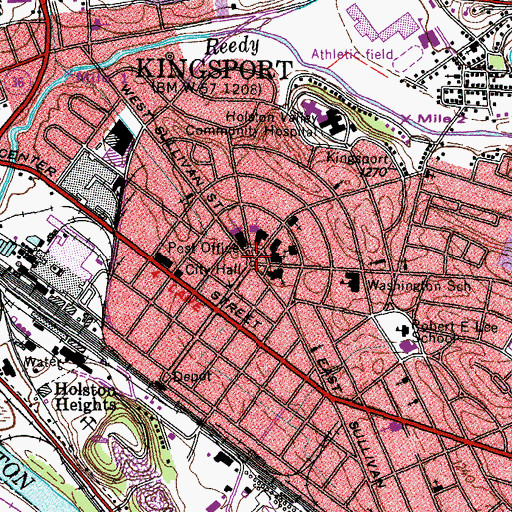 Topographic Map of Church Circle, TN