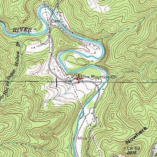 Topographic Map of Stone Mountain Church, TN