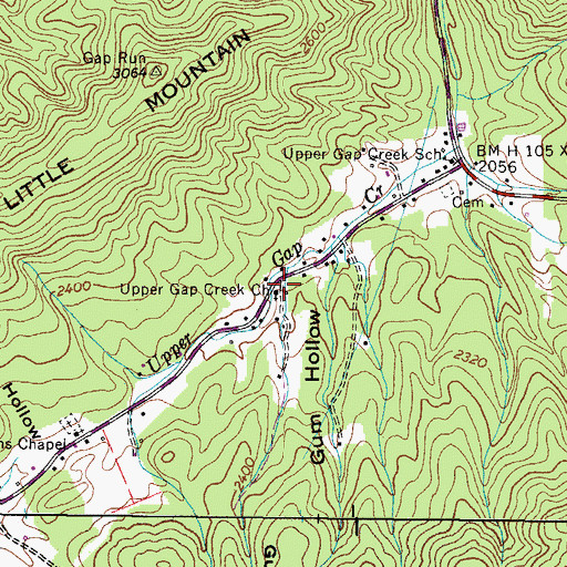 Topographic Map of Upper Gap Creek Church, TN