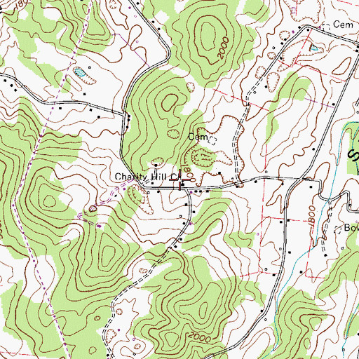 Topographic Map of Charity Hill Church, TN